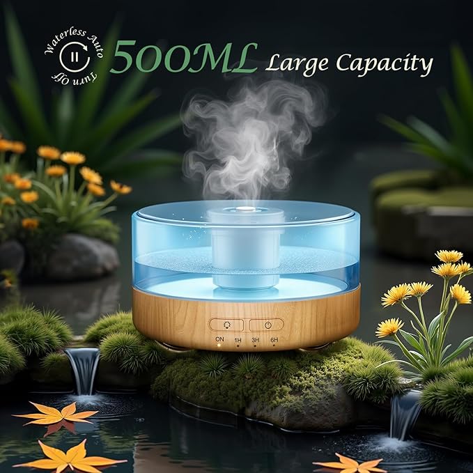 Essential Oil Diffuser for Home: 500ML Aroma Diffuser for Hotel Office Yoga Room - Humidifier with 9 Colors LED Night Light for Kids/Women Home Relaxation,Dark Yellow