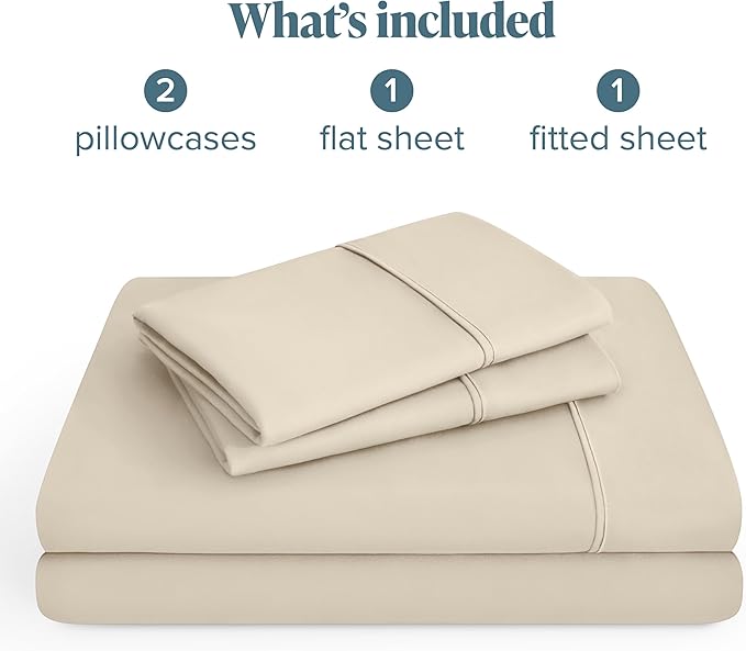 Bare Home Hotel Luxury Twin XL Sheet Set, Extra Soft - 4 Piece Set - Deep Pockets - Easy Fit - Cooling & Breathable - Wrinkle, Fade, Stain Resistant - Includes 2 Pillowcases (Twin XL, Sand)
