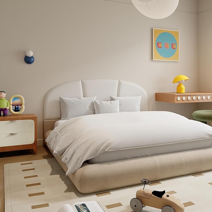Yutianli Upholstered Headboard Queen Size 59"x 20" Wall Mounted Peel and Stick Headboard White Anti Collision Padding