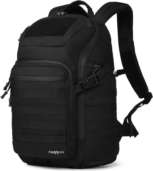 32L Military Tactical Backpack - Rugged Molle Assault Pack Fits 17 Inch Laptop for Survival Hiking Outdoor Travel Work (Black)
