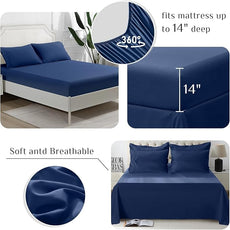 JOLLYVOGUE California King Comforter Set, Ultra-Soft Bed in a Bag Cal King Size 7 Pieces, Oeko-TEX Certified Bedding Set with Down Alternative Comforter, Sheets, Pillowcases & Shams, Navy