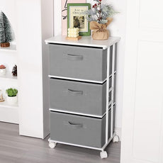MAX Houser Dresser Tower with 3 Drawers,Fabric Dresser Drawer Organizer Unit,Dresser Chest with Wood Top,Vertical Storage Dresser,Small Dresser for Bedroom,Office-Dark Grey