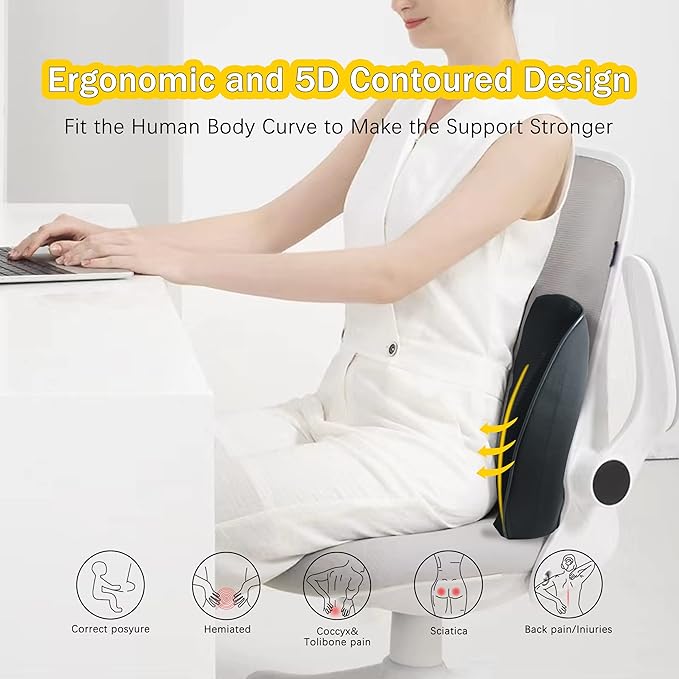 SPRFUFLY Car Headrest Lumbar Support Pillow, 100% Memory Foam Lumbar Pillow with Breathable Removable Cover, Ergonomic Design -Neck Back Pillow Lumbar Support Pillow for Car Seat (Backsaver-One)