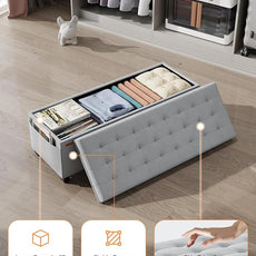 Velvet Storage Ottoman Bench, End of Bed Bench with Legs, Large Entryway Bench, Foot Rest Stool, Tea Table for Bedroom, Living Room, Loads 770 lb, 15.7