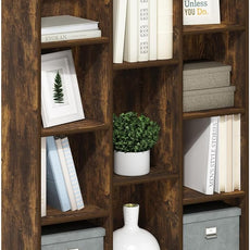 Furinno LUDER Book Shelf, 11-Cube Bookshelf, Reversible Bookcase, 9.4 x 29.1 x 41.7, for Living Room, Bedroom, Home Office, Amber Pine