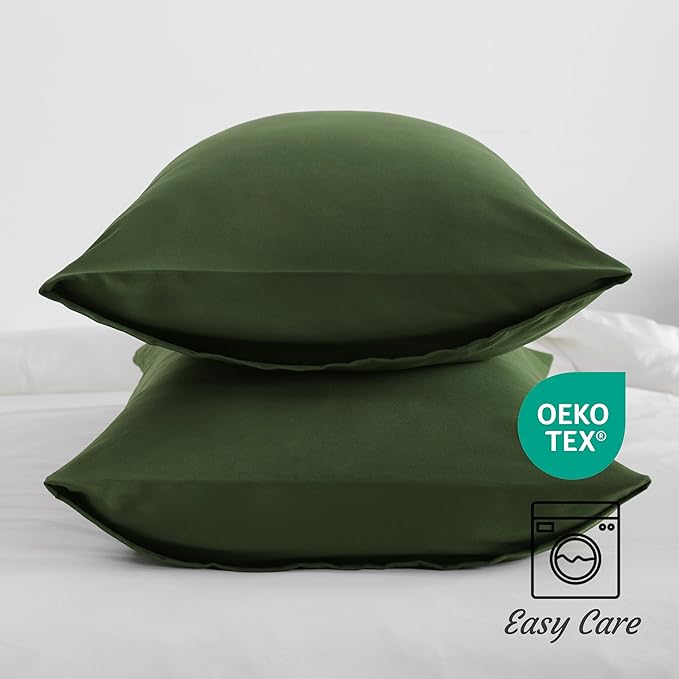 NTBAY King Pillow Cases Set of 2, 2 Pack Brushed Microfiber 20x36 Pillow Cases, Soft, Wrinkle, Fade, Stain Resistant Olive Green Pillow Cases with Envelope Closure, 20x36 Inches, Olive Green