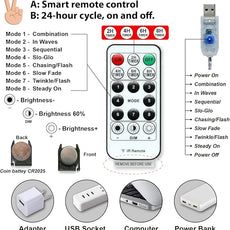 HXWEIYE 120LED Warm White 40Ft Fairy String Light with 52 Clear Clips & 12 Hooks, USB Powered, Waterproof, 8 Modes & Timer, Perfect for Indoor/Outdoor, Bedroom, Party, Wedding Decor