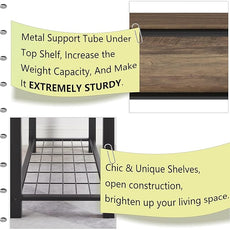 FOLUBAN Entryway Bench, Industrial Wood and Metal Storage Bench with Metal Shelf, Indoor Shoe Rack Bench Seat for Living Room, Bedroom, Hallway, Entrance, Rustic Oak, 47 Inch