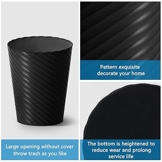 Lysam Bathroom Trash Can, 3 Pack 1.8 Gallons Small Trash Can with Trash Bags, Bathroom Garbage Can, Plastic Trash Bin, Round Waste Basket for Bedroom, Office, Room (White Black Grey)