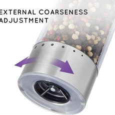 Electric Salt and Pepper Grinder Set Rechargeable, Automatic Salt and Pepper Grinder Set with Oversized Top Button, Stainless Steel Electric Salt and Pepper Shakers Set