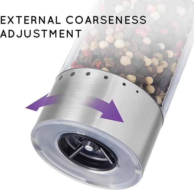 Electric Salt and Pepper Grinder Set Rechargeable, Automatic Salt and Pepper Grinder Set with Oversized Top Button, Stainless Steel Electric Salt and Pepper Shakers Set