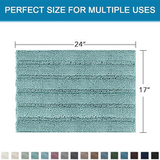 H.VERSAILTEX Bathroom Rugs Bath Rugs for Bathroom Non Slip Bath Mats Extra Thick Chenille Striped Rug 17