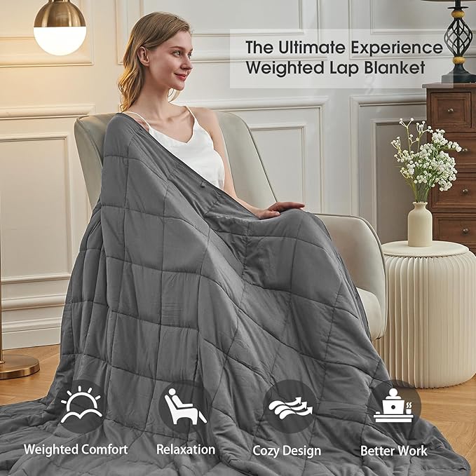 Weighted Blanket for Adults 12lbs, 48"x72", Twin Full Size Cooling Heavy Throw Blanket for 110-130lbs, Microfiber Soft Thick Big Blankets Weighted Comforter Breathable Gift for Sleeping, Grey