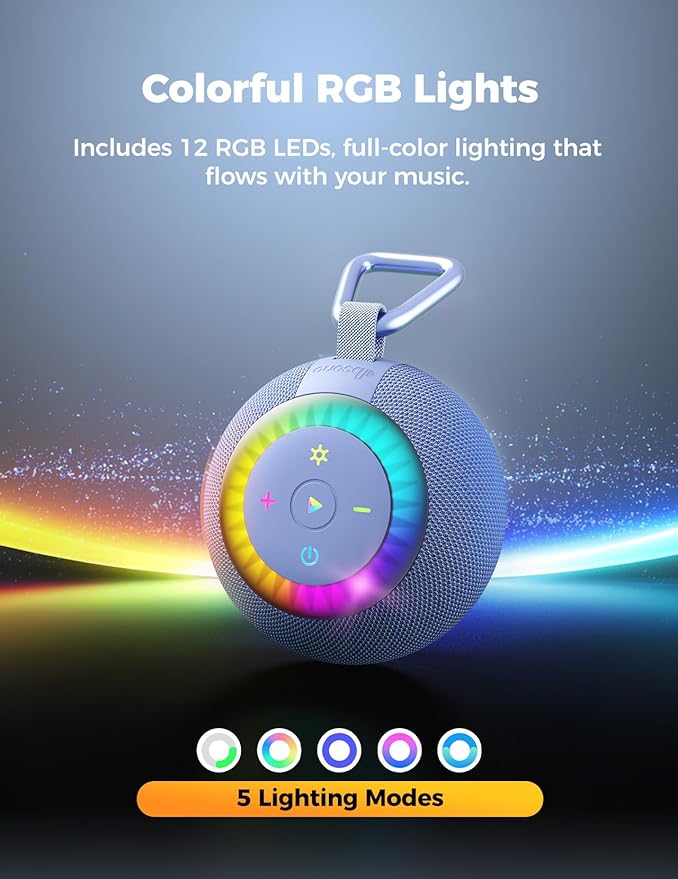 Shower Speaker Bluetooth Waterproof Portable: Birthday Christmas White Elephant Gifts Stocking Stuffers for Adults Teens, IPX7 Loud Sound with Suction Cup Removable, Cool Gadgets with Light-Blue