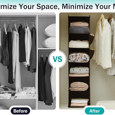 YOUDENOVA Hanging Closet Organizer, 6-Shelf Closet Hanging Storage Shelves, Brown