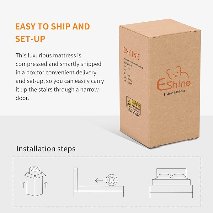 ESHINE King Adjustable Bed Frame with 12 Inch Mattress(Medium), Memory Foam Hybrid Matt, Phone Control, Wireless Remote, 5 Minutes Installation, Head and Foot Incline, 2000 Series