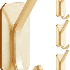 Paoli Heavy Duty Adhesive Hooks,Self-Adhesive Hooks Multiple Colors and Styles 30 lb Maximum Load for Home Schools and Offices (4pc, Gold)