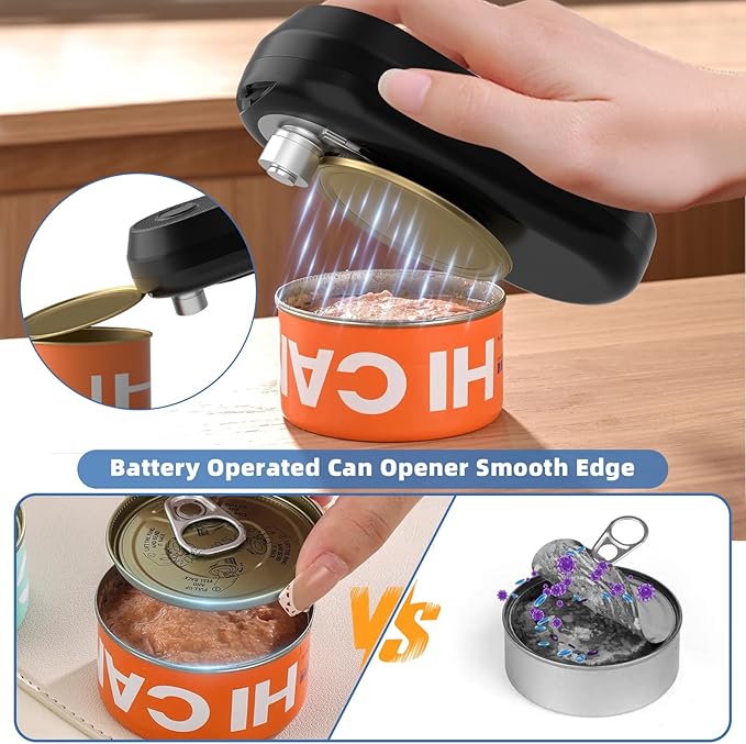 Auto Electric Can Opener, Rechargeable Can Openers for Seniors & Arthritis, One-Touch Automatic Can Opener, Hands-Free, Smooth Edge, Compact, Cordless, Food-Safe Kitchen Gadgets