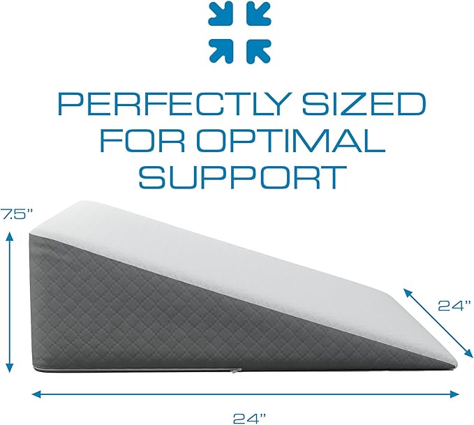Kolbs Bed Wedge Pillow for Sleep Apnea, Acid Reflux, and Back Pain Relief, with Chic Jacquard Cover - Headboard Gerd Pillow Wedges for Sleeping (Standard Width 7.5" Height)