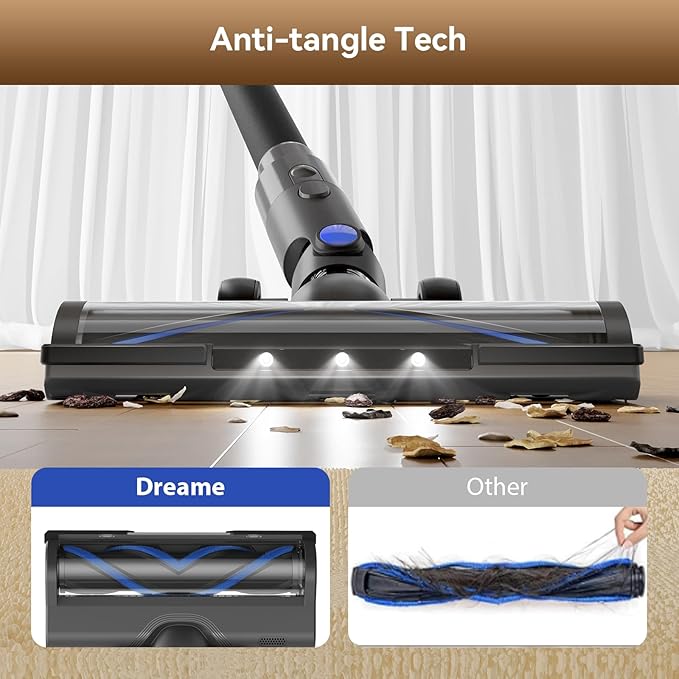 DREAME J30-W Cordless Vacuum Cleaner with LED Headlights, 450W Powerful Suction, 65-Min Runtime, Detachable Battery, One-Touch Emptying, Stick Vacuum Cleaner for Pet Hair, Carpet & Hard Floor
