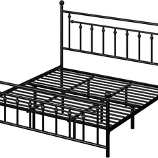 Allewie 14 Inch King Size Metal Platform Bed Frame with Victorian Vintage Headboard and Footboard/Mattress Foundation/Under Bed Storage/No Box Spring Needed/Easy Assembly/Noise Free/Black
