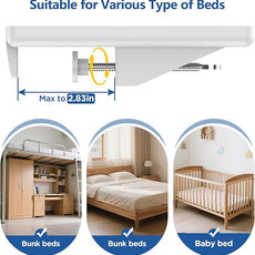 Bedside Shelf for Dorm Bunk Bed, Clip On Nightstand, Bed Side Table Tray Organizer, College Dorm Room Essentials for Girls/Guys, with Cable Management for Dormitory, Back to School (White)