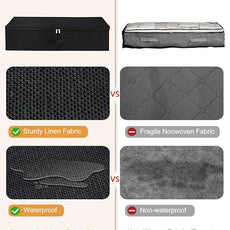 punemi Under Bed Storage Container, 2 Pack Underbed Storage Bags With Lid, Foldable Sturdy Clothes Storage Organizer W/ 3 Handles, Ultra Thick Fabric Blanket Shoe Storage Box, 30x15x6.7inch, Black