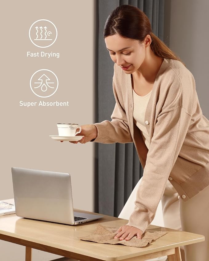 Fantasticlean Microfiber Cleaning Cloth Roll -75 Pack, Tear Away Microfiber Towels, 12" x 12", Reusable, Washable, Scratch Free, Ultra Absorbent for All-Around Cleaning Supplies (TAN)