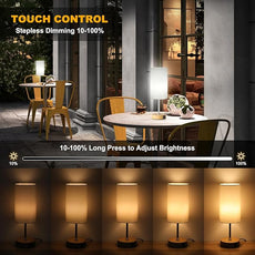 Unicozin Small Table Lamp, 3CCT & 7 RGB Color Changing, Dimmable Nightstand Lamp with Wood Grain Base, Touch Bedsides Lamp for Bedroom, Office, Kids Room, Nursery, Party, White Shade