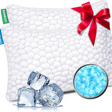 Cooling Bed Pillows for Sleeping 2 Pack Shredded Memory Foam Pillows Standard Size Set of 2, Adjustable Cool Pillow for Side Back Stomach Sleepers Luxury Gel Pillows with Washable Removable Cover