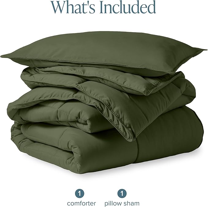 Bare Home Comforter Set - Ultra-Soft - Goose Down Alternative - Premium 1800 Series - All Season Warmth (Twin/Twin XL, Cypress Green)
