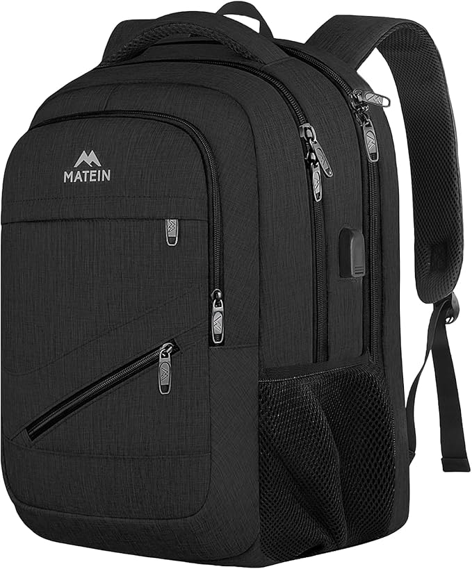 MATEIN 18.4 Inch Laptop Backpack 50 L, Extra Large Anti Theft Carryon Backpack TSA Approved, Work Business Bag with Multiple Compartments & Luggage Strap for Travel, Gifts for Men Women, Black