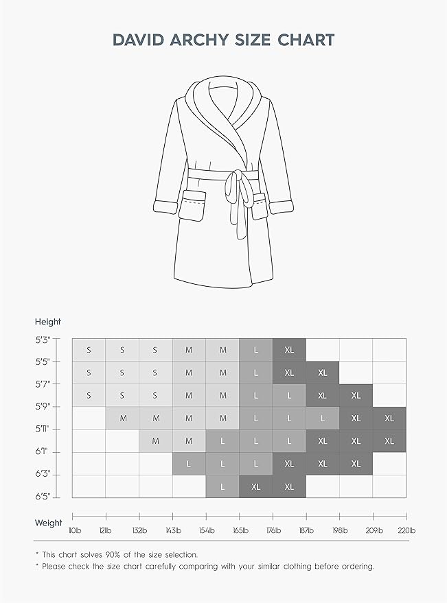 DAVID ARCHY Men's Hooded Robe Soft Coral Fleece Microfiber Bathrobe