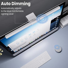 Quntis Monitor Light Bar Pro White, Eye-Care No Glare USB Computer Lamp, Stepless Dimming & Auto-Dimming Brightness, Dual Control, Modern Aesthetic Space Saving Desk Accessories Office Gaming Reading