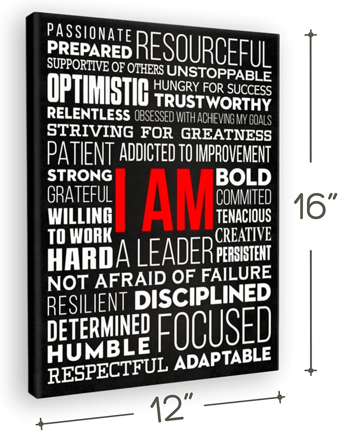 Office Wall Art Motivational Poster - 12 x 16 Inches Inspirational Wall Decor Print for Bedroom, Gym, Men, Boys, Teens (Wrapped Canvas)