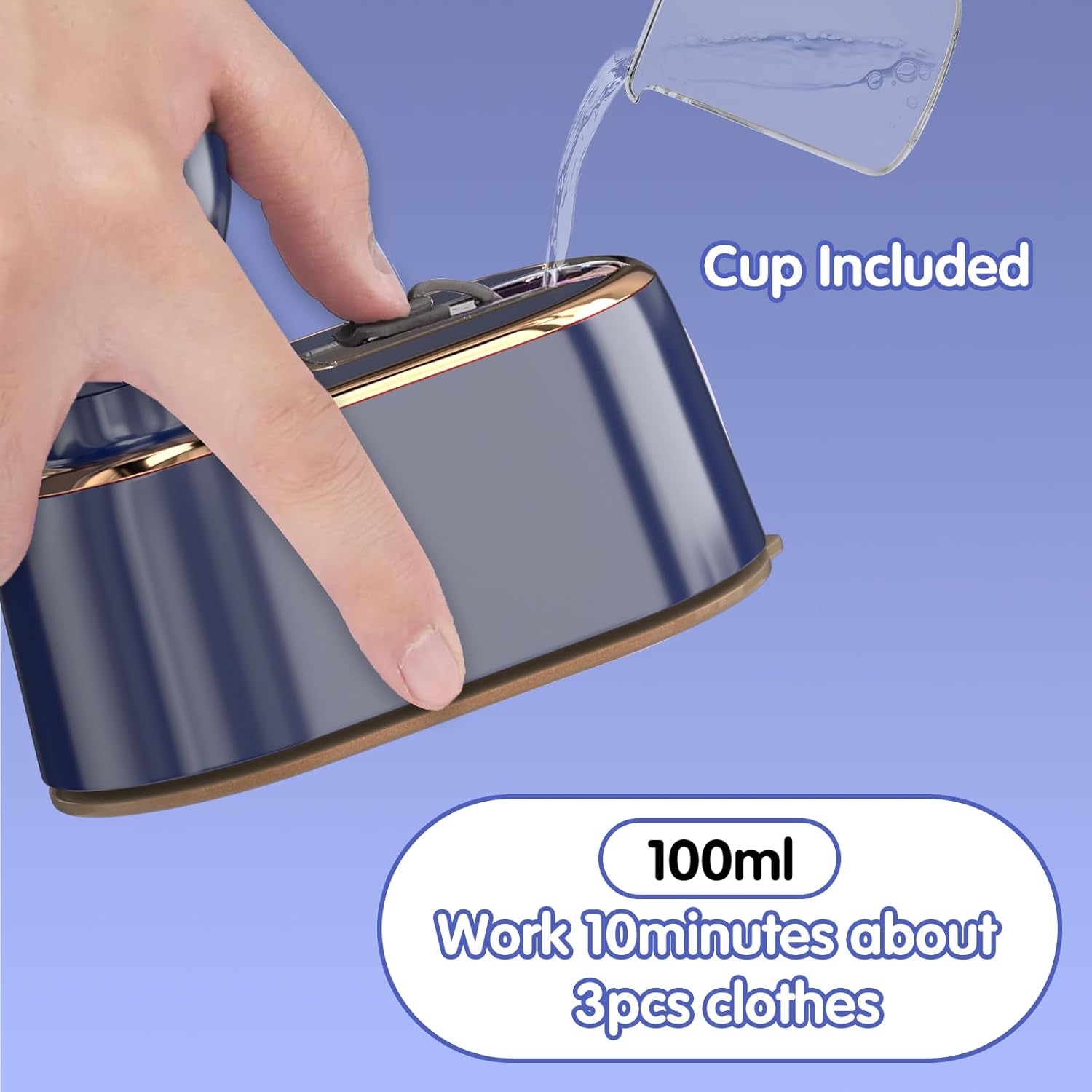 Travel Steamer Iron for Clothes Mini - Portable Ironing Machine Travel Small Size Portable Steamer Travel College Dorm Home Essentials (Blue) Dormly