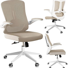 poki Mesh Office Chair, Home Office Desk Chair with Wheels, Ergonomic Office Chair with Lumbar Support and Adjustable Headrest, Comfortable Study and Desk Chair, Black