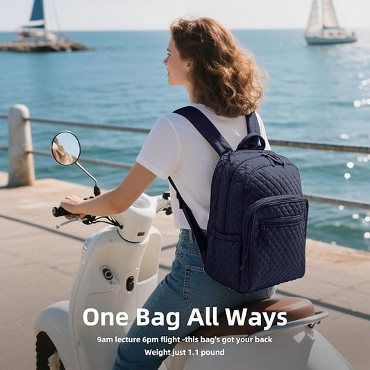 Backpack for Women,College Backpack,Quilted Casual Daypack,Waterproof Bookbag for 17Inch Laptop