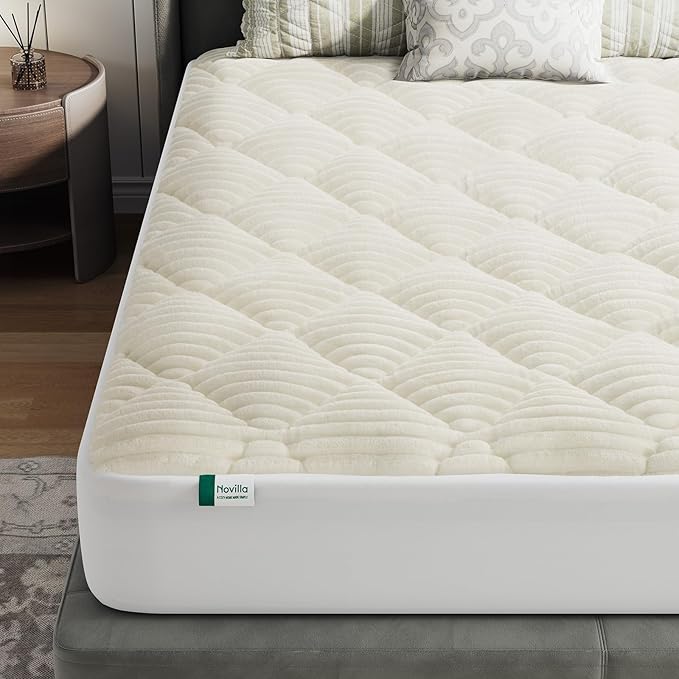 Novilla Full Soft Mattress Topper, Fluffy Pillow Top Mattress Pad for Cold Sleepers, Quilted Mattress Protector with Deep Pocket, Fits 8-21" Mattresses, Machine Washable