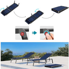 Aluminum Chaise Lounge Ourdoor - Foldable & Assemble Free Outdoor Lounge Chair with 5 Adjustable Backrest, Patio Lounge Chair for Outside Poolside Beach Pool, Navy Blue