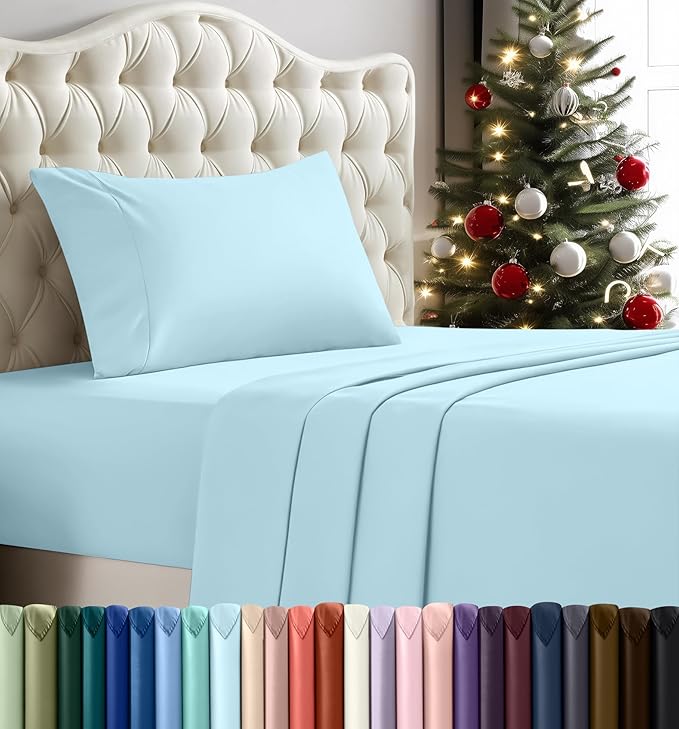 Utopia Bedding Twin Sheet Set – 3 Piece Bed Sheets for Twin Size Bed, Soft and Breathable Microfiber, Includes 1 Fitted Sheet, 1 Flat Sheet and 1 Pillowcase (Ice Blue)
