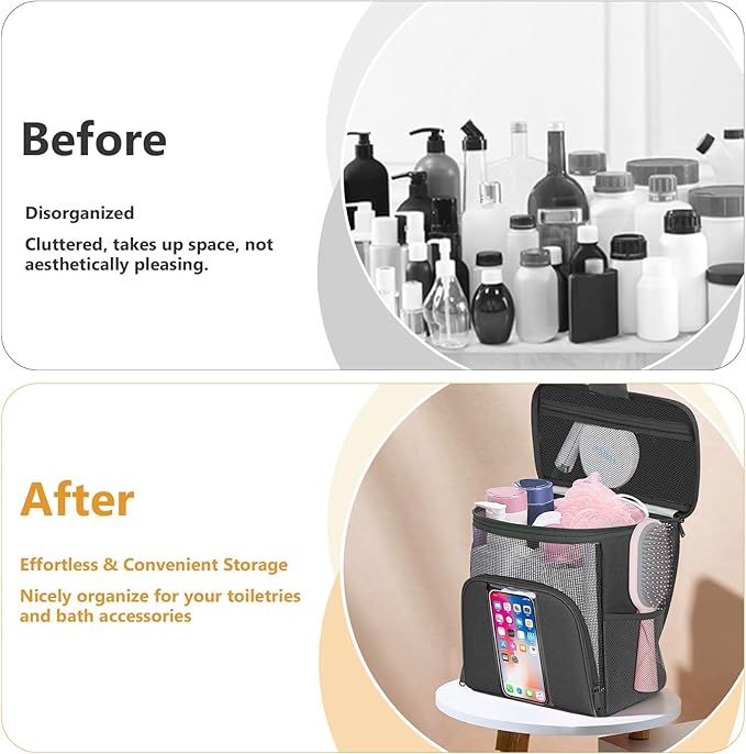 Mesh Shower Caddy Portable Beach Bag College Dorm Room Essentials Tote Bag for Bathroom,Gym,Travel,Camping Quick Dry Hanging Shower Organizer Bags for Women Men College Student