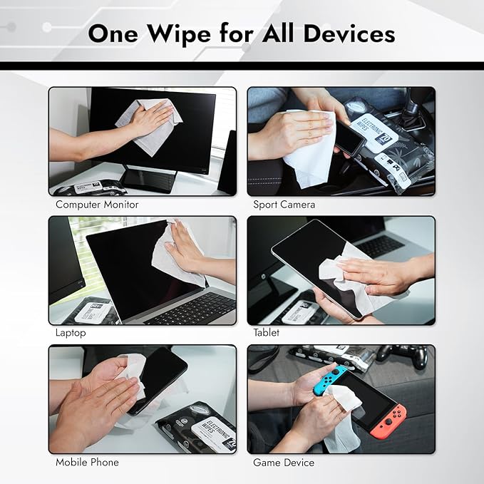 Air Jungles Electronic Wipes Screen Cleaning 70 Count (Pack of 2), No Cloth Needed, Extra Large 8"x10" Tech Cleaner Wipes for LED Screen, TVs, Cars, Computer,Tablets, Phones, Laptops, VR, Monitors