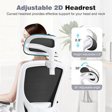 Home Office Desk Chairs, Ergonomic Office Chair with Lumbar Support, Headrest, Flip-up Armrests, Comfy Desk Computer Chair for Gaming, Work, White