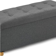 BRIAN & DANY 43 Inches Folding Storage Ottoman Bench, Ottoman with Storage Bench for Bedroom, Living Room, Entryway, Foot Rest with Legs, Dark Gery