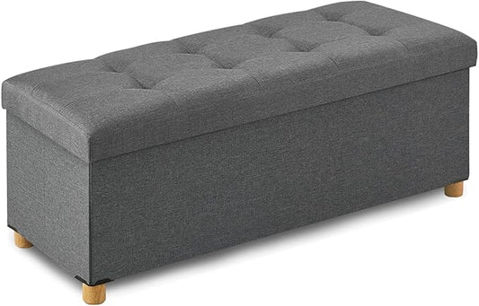 BRIAN & DANY 43 Inches Folding Storage Ottoman Bench, Ottoman with Storage Bench for Bedroom, Living Room, Entryway, Foot Rest with Legs, Dark Gery