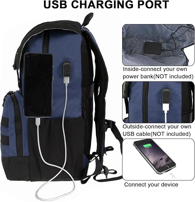 WOLT Laptop Backpack with USB Charging Port Fits Up to 17 Inch Laptop, College Backpack for Men Women, Computer Business Bookbag, Navy