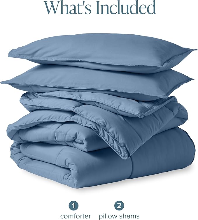 Bare Home Comforter Set - Oversized Queen Size - Ultra-Soft - Goose Down Alternative - Premium 1800 Series - All Season Warmth (Oversized Queen, Coronet Blue)
