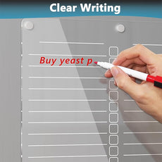 Acrylic Grocery List Magnet Pad for Fridge, Reusable to Do List for Refrigerator, Clear Notepad Note Planning Board, Shopping List, Reminders, w/ 8 Colors Markers, 15