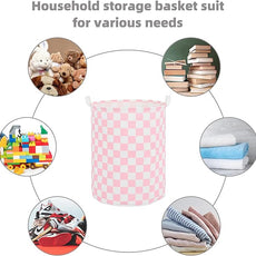 Large Foldable Laundry Basket Organizer Holder portable tall collapsible laundry hamper nusery Storage Basket Bin with Handles (Waterproof Lining, Pink Racing Flag)